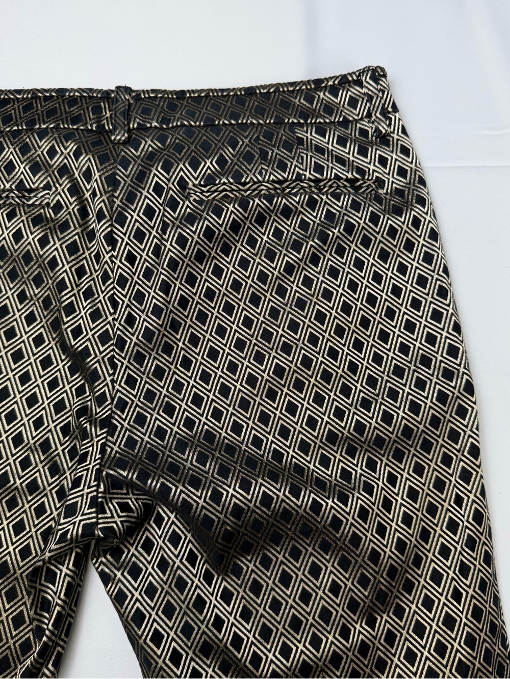 New York & Company Black and Gold Diamond Jacquard Trousers - Bold Style size 4 - Picture 9 of 16